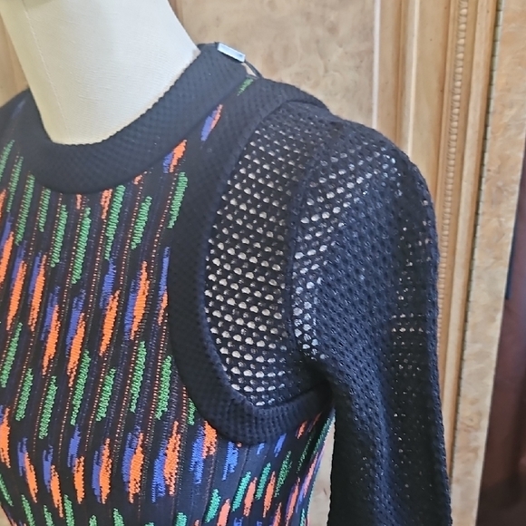 Missoni Vibrant Knit Patterned Dress with Black Textured Sleeves New Size 36 (0) - Picture 7 of 14